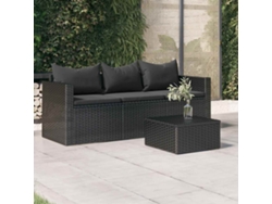 Sofá de jardín de 3 plazas con cojines DKD Home Decor en mimbre negro