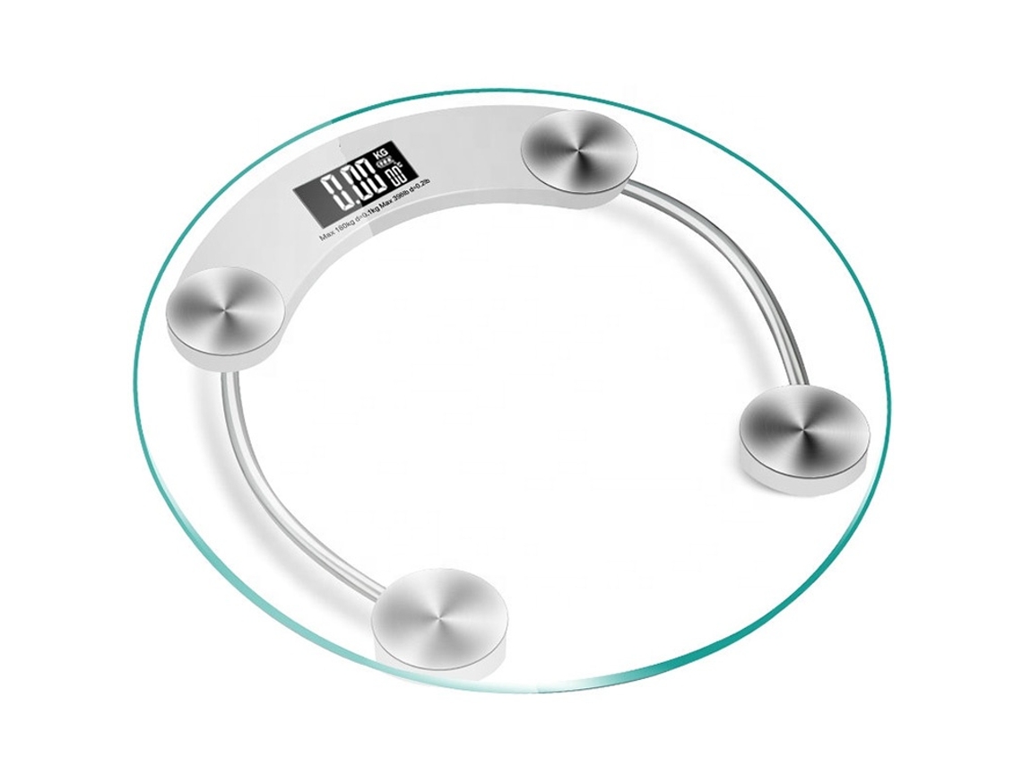 Báscula inteligente redonda blanca de 33 cm para el hogar, de cristal, con carga USB, para adultos