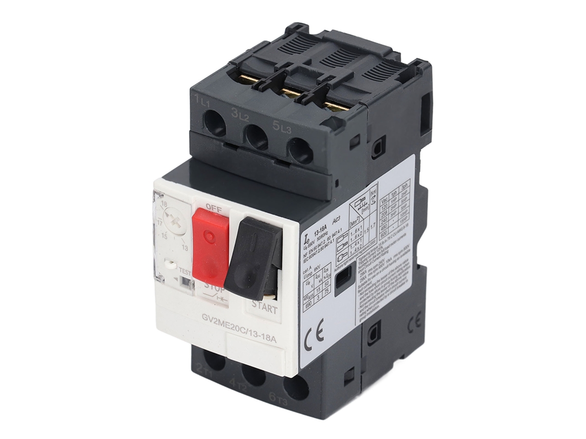 Disyuntor de motor 3 polos, 13-18 A, GV2-ME20C, con protección contra sobrecargas, pulsador manual, CA 690 V