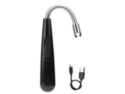 Encendedor Eléctrico Sin Llama Recargable Por Usb, Giratorio 360°, Resistente Al Viento, Para Barbacoa (negro)