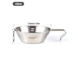 Vaso Medidor Sierra Camping De 200 Ml, Recipiente De Acero Inoxidable Para Camping Y Actividades Al Aire Libre.