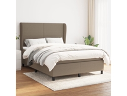 Cama Box Spring Con Colchón Tela Gris Taupe 140x200 Cm