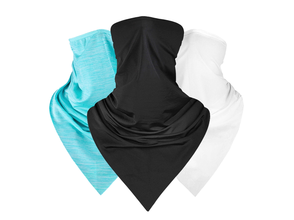 3 Pañuelos Triangulares De Seda, Mascarilla Facial Fresca Para El Verano, Protección Uv, Mascarilla Transpirable Para Ciclismo.