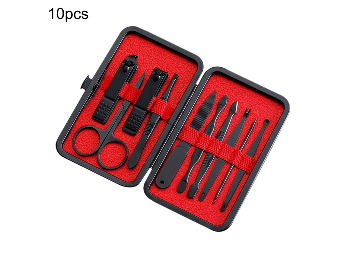 Kit De Cortauñas 10 En 1 Con Estuche Portátil De Acero Inoxidable Para Manicura, Hogar, Viajes Y Salón De Belleza.