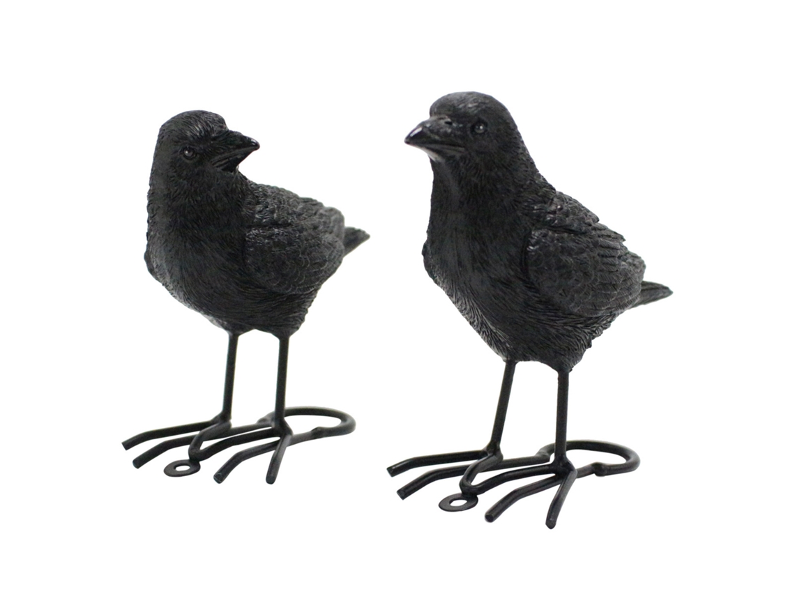 1 Par De Estatuas De Cuervos De Imitación, Adorno De Resina, Manualidades, Decoración De Jardín, Decoración Festiva Para El Hogar