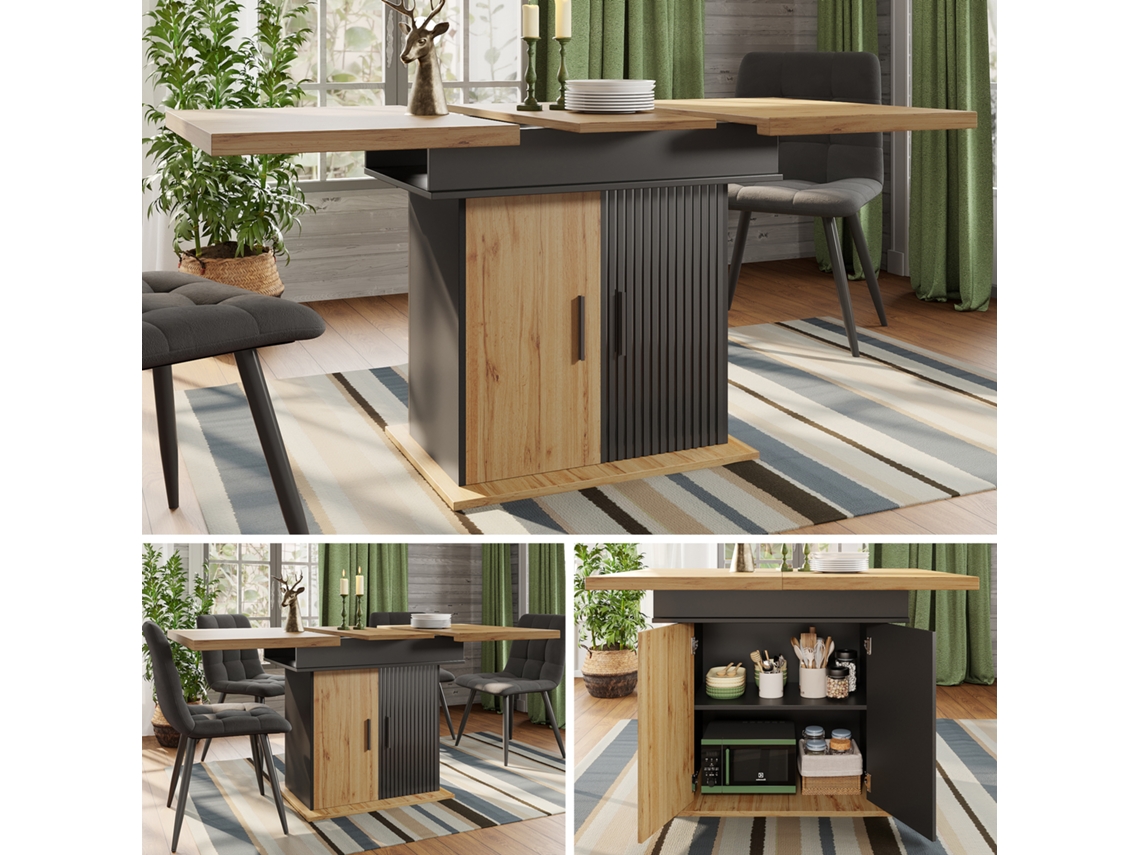 Mesa Telescópica Retro De 110-140x80cm Para 4-6 Personas.