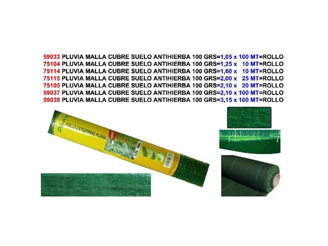 Pluvia malla cubre suelo antihierba 100 gr 3,15x100 m- alto 3m-r