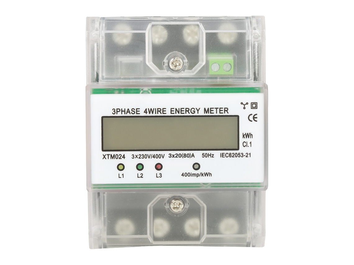 Medidor Eléctrico Digital Lcd Trifásico De 4 Hilos Para Riel Din, Kwh 20(80)a