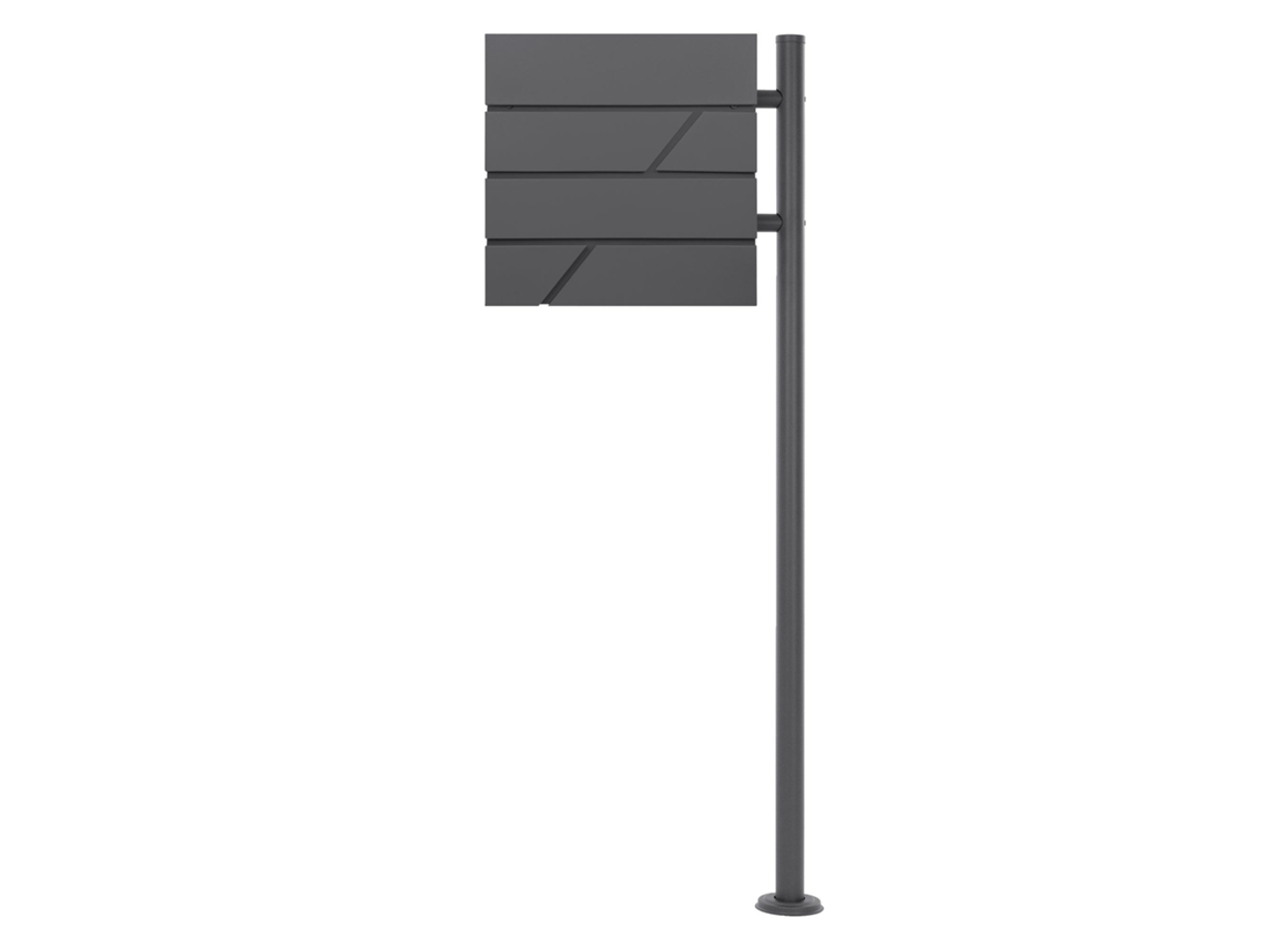Buzón de acero inoxidable para correos y periodicos base poste 120cm antracita