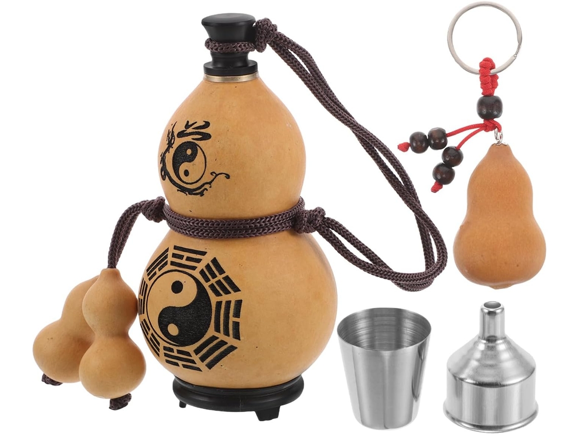 Botella De Agua Tradicional China De Calabaza, Portátil, De Material Natural, Para Acampar Y Hacer Senderismo.
