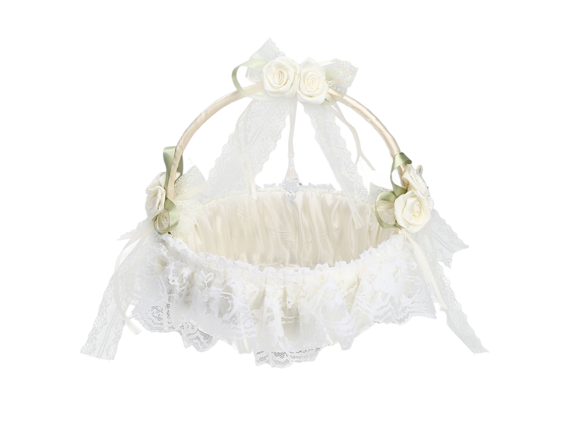 Cesta romántica de flores blancas para bodas