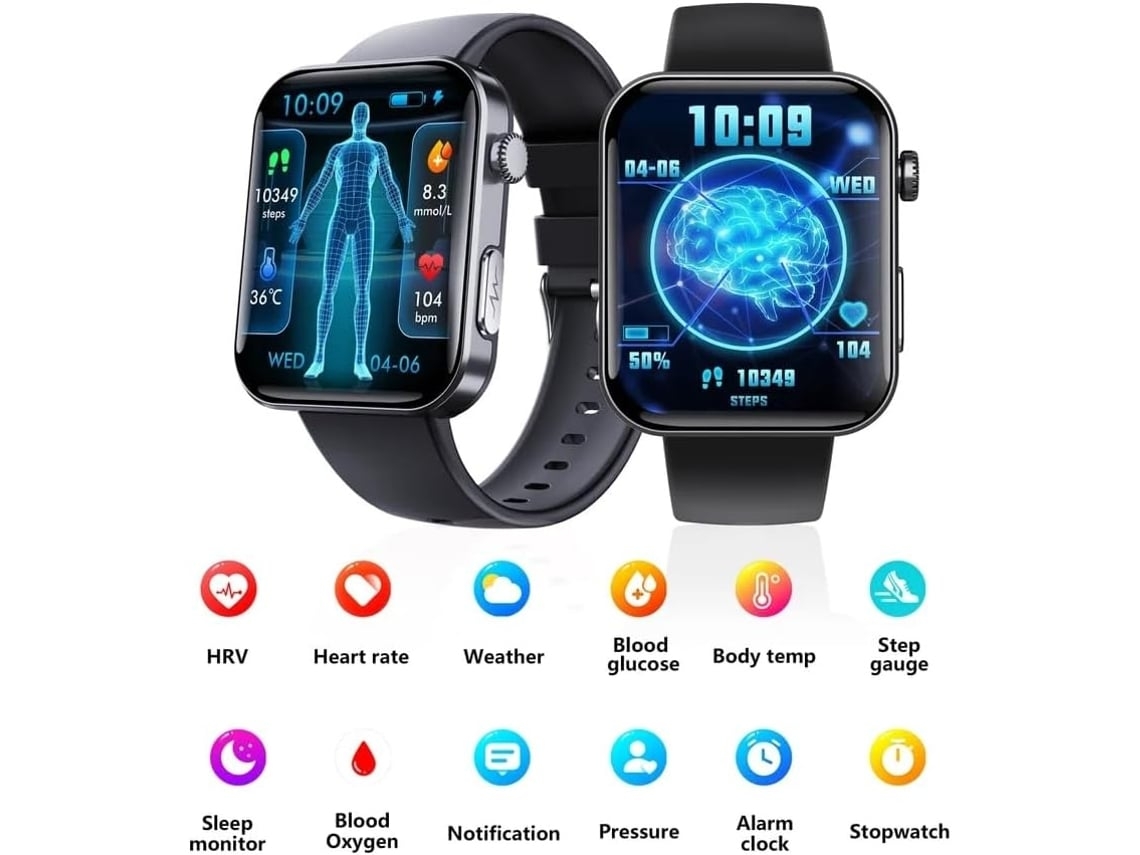 Reloj Inteligente Pantalla De 2.1 Pulgadas Bluetooth Llamada Monitoreo De Salud Ip67 Impermeable Negro YEMAESRE