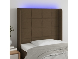 Cabecero Con Led De Tela Marrón Oscuro 103x16x118/128 Cm