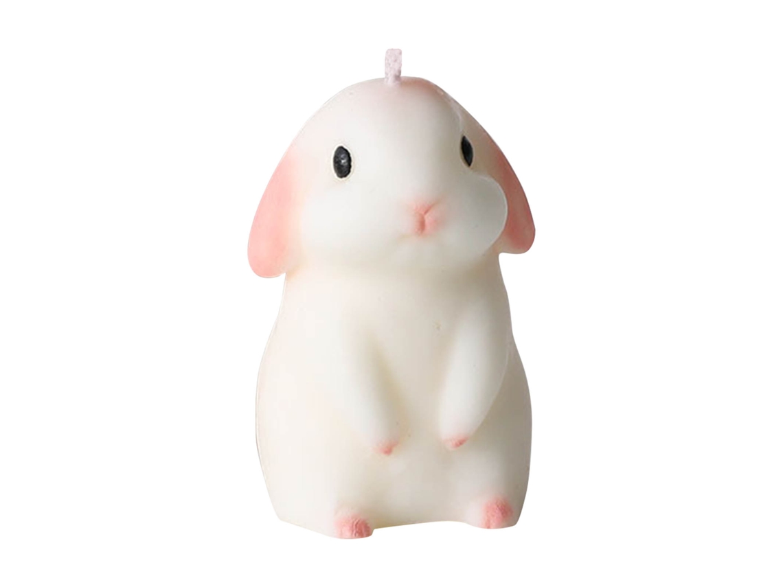 Vela perfumada con forma de conejito, hecha de cera de soja, para decoración.