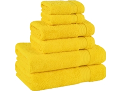 Juego De 6 Toallas De Algodón, Suaves, Absorbentes Y De Secado Rápido, 100% Algodón Amarillo. Siurn