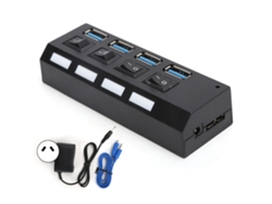 Concentrador Usb 3.0 Con 4 Puertos, Interruptores Individuales, Carga Rápida Y Protección Contra Sobrecarga.