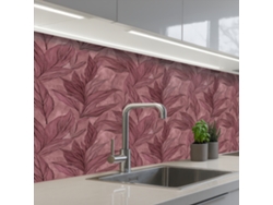 Paneles para salpicadero de cocina - Diseño de hojas - Morado 150x60 cm