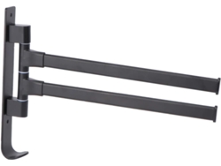 Toallero giratorio de pared, negro, flexible, sin necesidad de taladrar, para baño o cocina, con barras Slowmoose