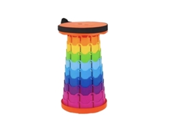 (Naranja) Taburete plegable portátil, ligero y resistente con sistema telescópico.