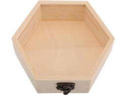 Hexagonal Solución Almacenamiento Distintiva Elegante Cristal Madera Joyas Caja Tapa Pino Boda