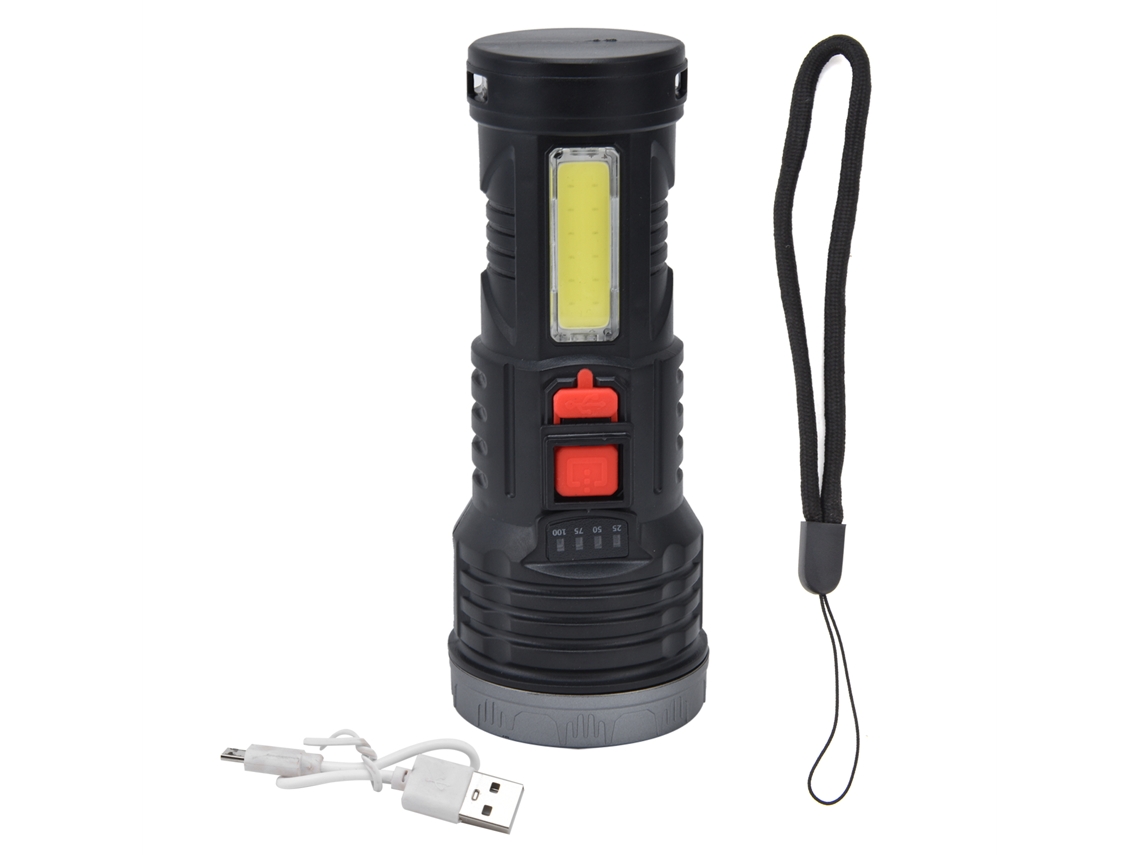 Linterna Led Ultrabrillante Con Luz Lateral Cob, Recargable Por Usb, Portátil Para Uso En Exteriores.