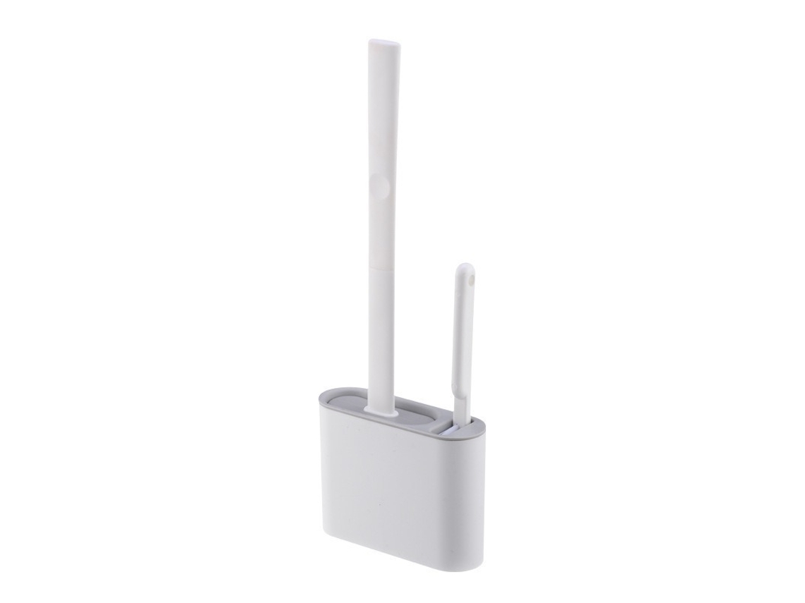 Escobilla De Inodoro De Silicona Para Montaje En Pared Con Mango Antideslizante, Incluye Cepillo Y Soporte.