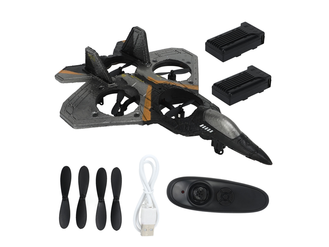 Planeador De Juguete Con Control Remoto De 2,4 Ghz Con Luz Led, Vuelo Estable, 3 Pilas, Color Plateado, Para Niños.