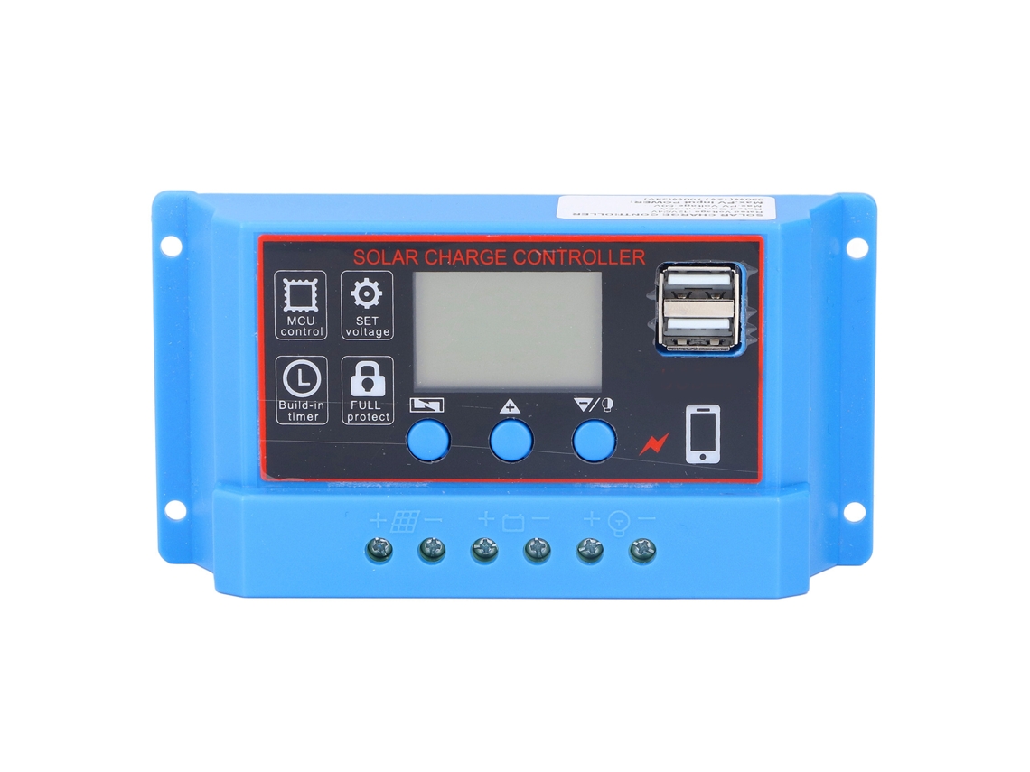 Controlador De Carga Solar Pwm Con Pantalla Lcd, Regulador Fotovoltaico De 12v/24v Y 10a, Doble Puerto Usb.