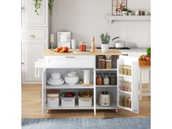 Mesa de Cocina Móvil, 132.544 90 cm, con Tablero Plegable, Acabado Roble y Mueble Multifuncional. (70)