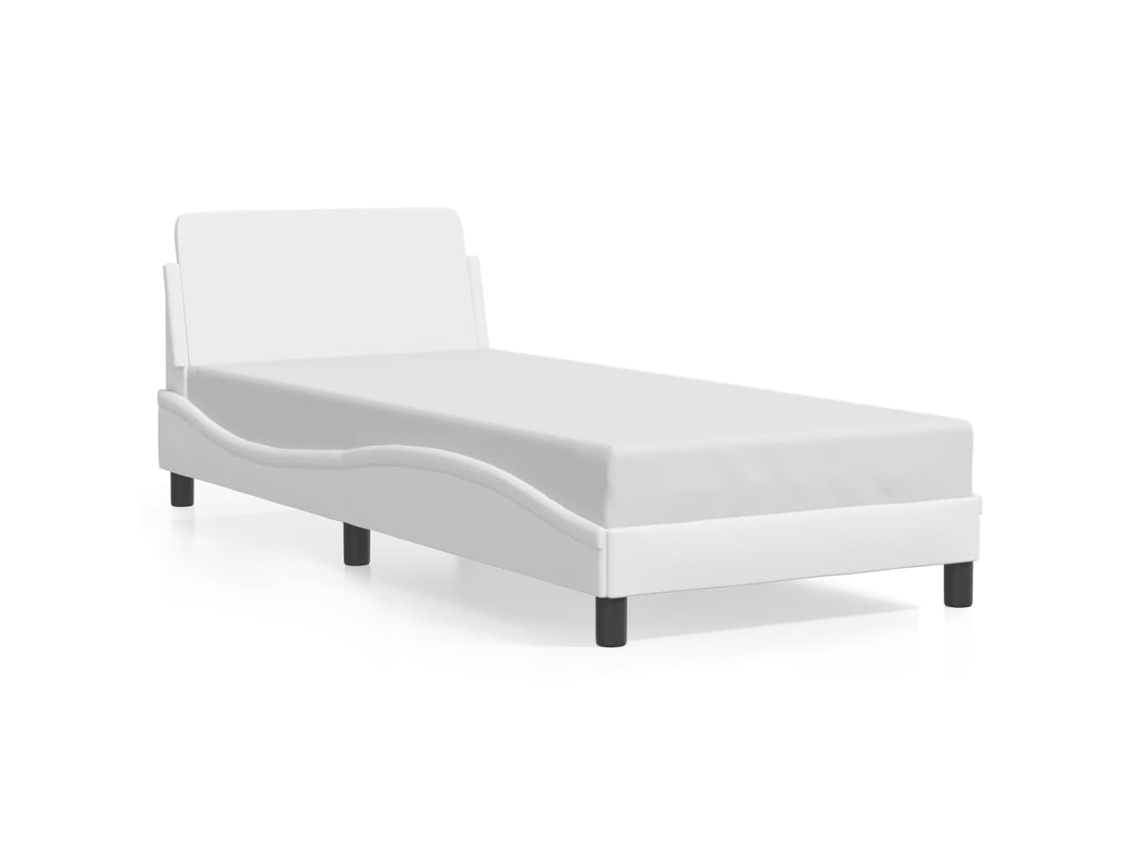 Estructura De Cama Sin Colchón Cuero Sintético Blanco 90x190 Cm