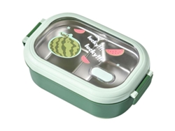 Bandeja Isotérmica Para El Almuerzo Con Compartimentos Extraíbles En Acero Verde Para El Trabajo.