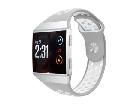 Correa de reloj inteligente de silicona bicolor transpirable Fitbit Ionic (blanco gris)
