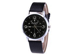 Elegante Reloj De Pulsera Unisex De Cuarzo Con Correa De Cuero Sintético Negro.