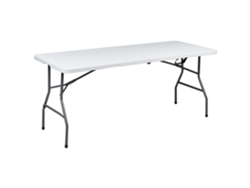 Mesa de jardín Beliani Cugnoli de material sintético blanco 74x180x74