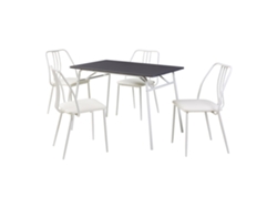 Conjunto de comedor Omso, mesa de comedor de 110 x 70 cm con 4 sillas, gris/blanco, [EN.CASA]