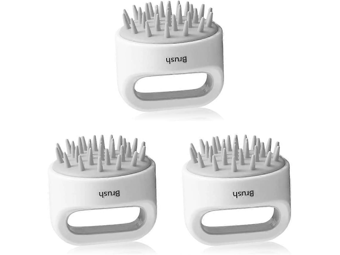3 Escovas De Silicone Para Massagem De Couro Cabeludo Corpo Escova De Banho Shampoo Pente Spa Cinza
