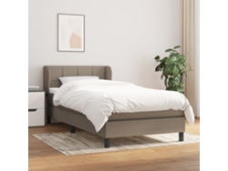 Cama Box Spring Con Colchón Tela Gris Taupe 90x190 Cm