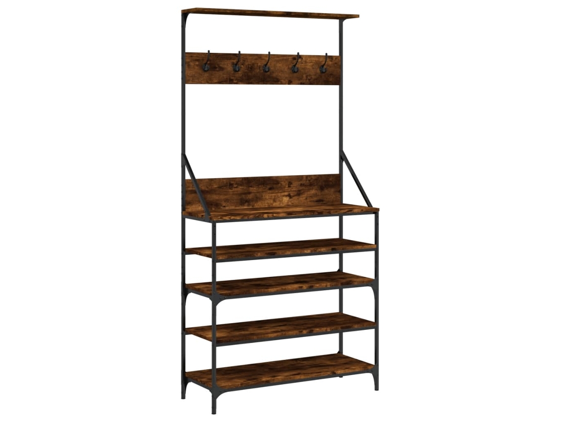 Maison Exclusive - Perchero Con Zapatero Roble Ahumado 90x34x184 Cm