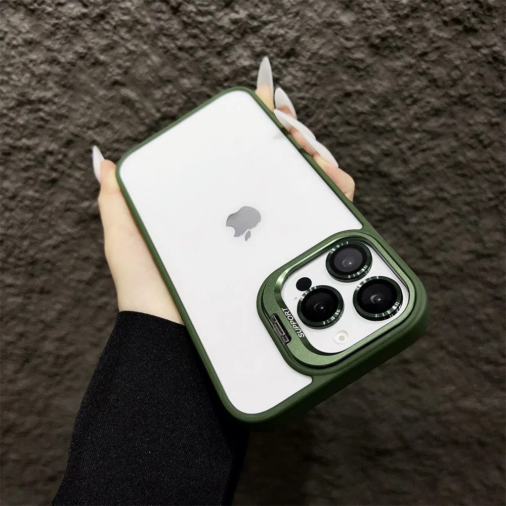 (iphone 13, Verde Oscuro) Funda Para Iphone, Cubierta Protectora Transparente De Cristal Para La Cámara.
