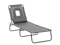 Tumbona Plegable , Reclinable En 4 Posiciones Con 3 Cojines Incluidos, Color Gris.