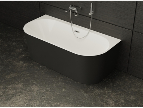 NAOS Noire, Bañera semi-exenta mural L. 170 x l. 80 cm, by SPALINA