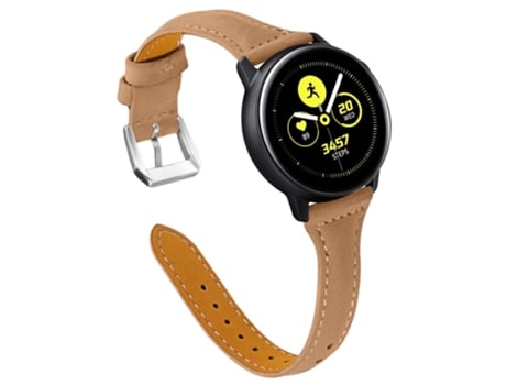 Correa de piel auténtica 20mm para Samsung Galaxy Watch Active/Active 2/Gear S3 Classic/S3 Frontier/Huami Amazfit Youth Edition/Sport Edition - café