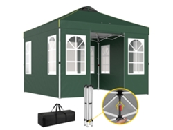 Tienda de campaña plegable 3x3 m UPF50 4 paneles laterales extraíbles Altura ajustable Verde