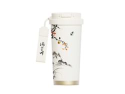Termo portátil tres en uno de acero inoxidable con diseño de pintura y cuerda, para café, con revestimiento cerámico. Ly Ebike