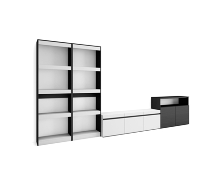 Muebles de Salón para TV 370x186x35cm Para TV hasta 65 Mueble Televisión Blanco y negro