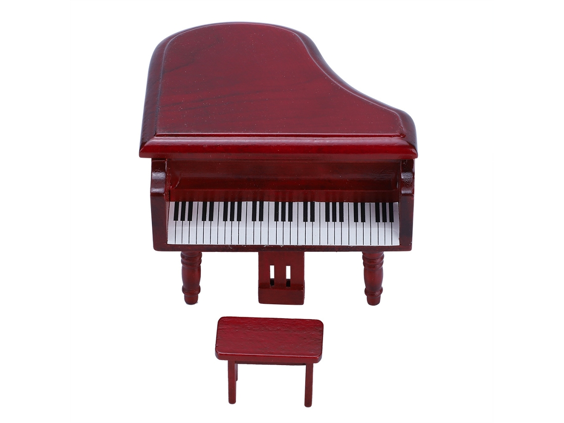 Piano De Madera En Miniatura Con Banqueta Para Casa De Muñecas Escala 1:12 (palisandro)