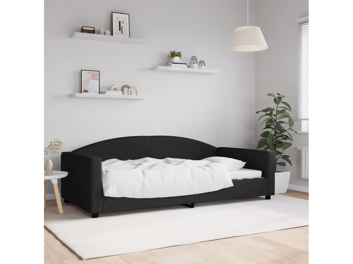 Sofá Cama Sin Colchón Tela Negro 100x200 Cm