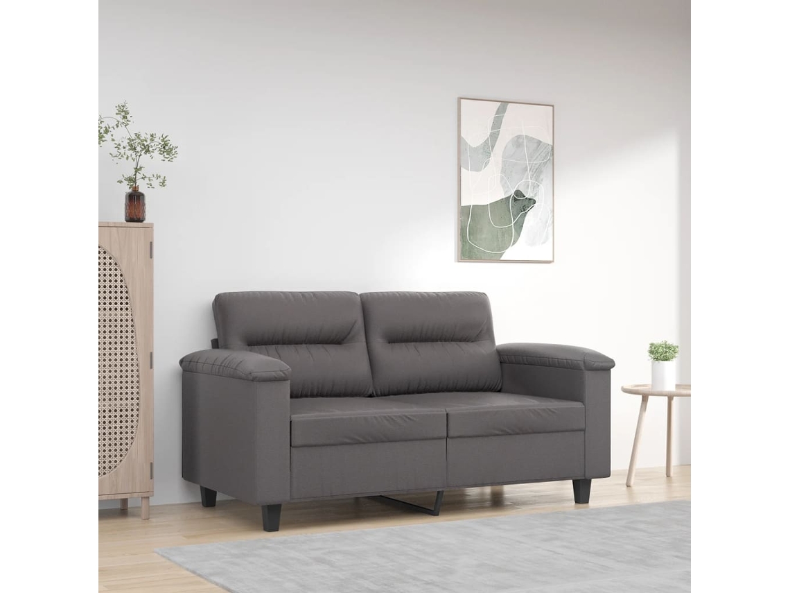 Sofá de 2 plazas HARLANV1 con tapizado de piel sintética gris (120 cm)