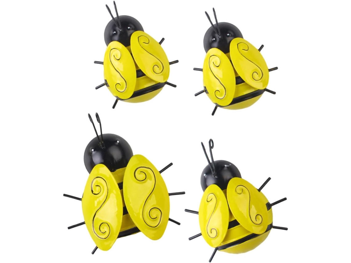 Juego De 4 Decoraciones De Pared De Abejas De Hierro 1 Grande 2 Para
