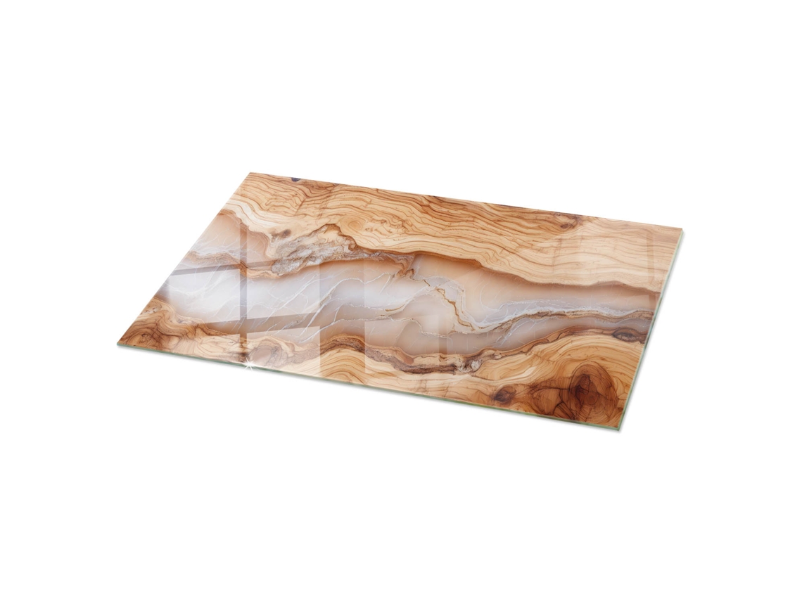Tablero De Vidrio Rectangular Espelharte (140x70 Cm - Madera Natural Con Resina - Beige)